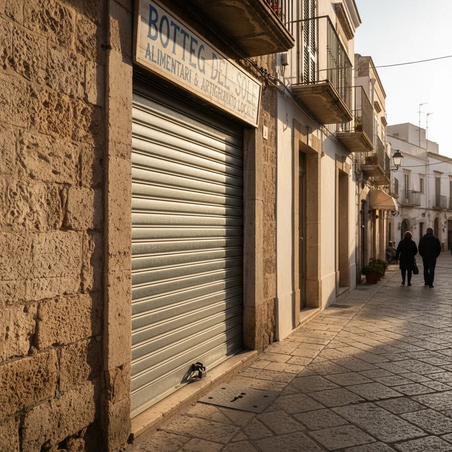 Técnico midiendo hueco para persiana metálica en local comercial